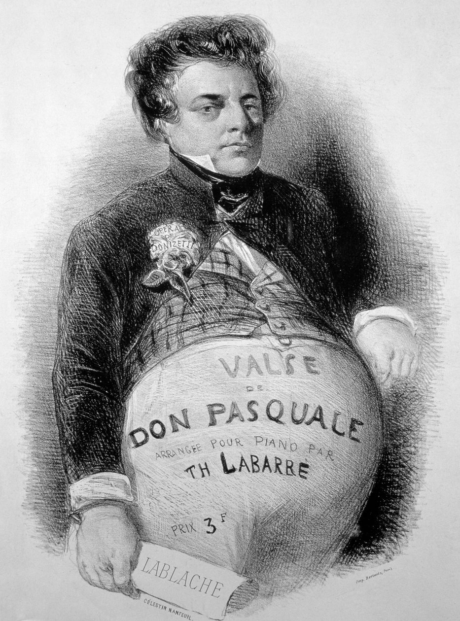 LABLACHE, Luigi (1794-1858) Bajo italiano en el papel de Don Pasquale de Donizetti de Celestin Francois (after) Nanteuil