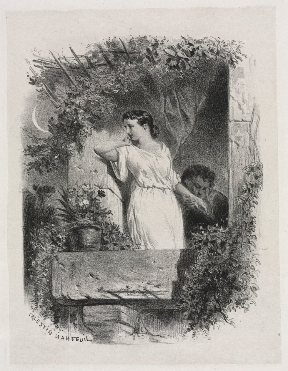 En el balcón, 1842 de Celestin Francois Nanteuil