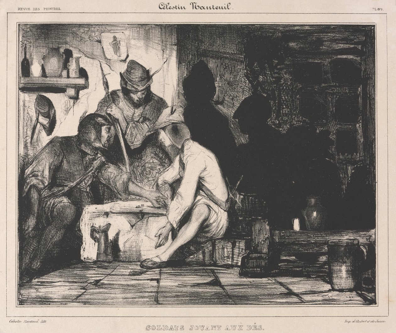 Soldados jugando a los dados de Celestin Francois Nanteuil
