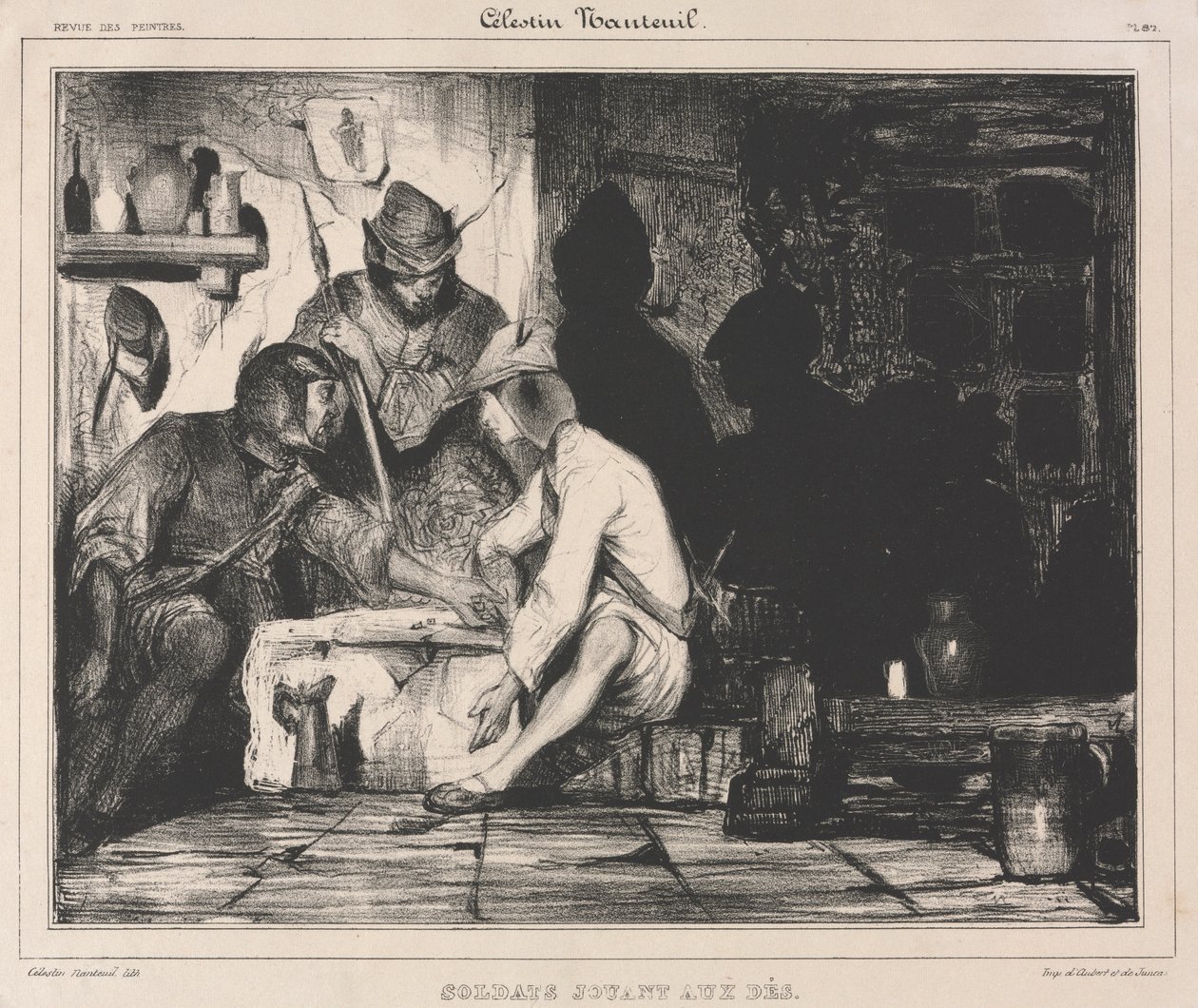 Soldados jugando a los dados, 1900s de Celestin Francois Nanteuil