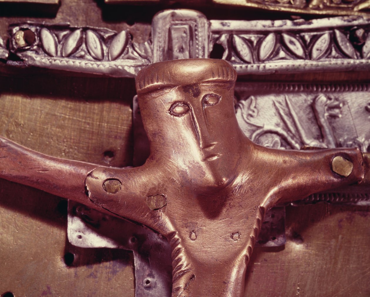 Santuario de la campana conocido como el Corp Naomh, Templecross, Condado de Westmeath, siglos X y XV plata y bronce (detalle) de Celtic