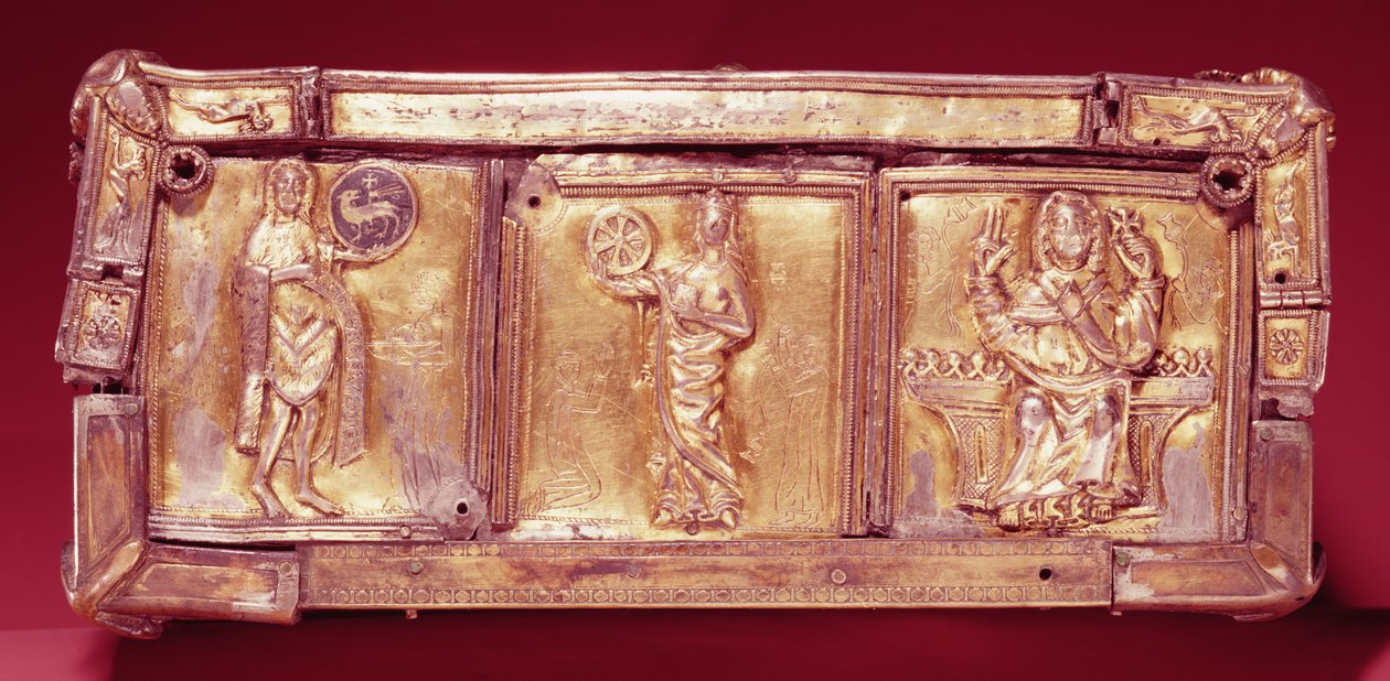 Panel lateral del relicario del libro Domnach Airgid, Clones, Condado de Monaghan de Celtic