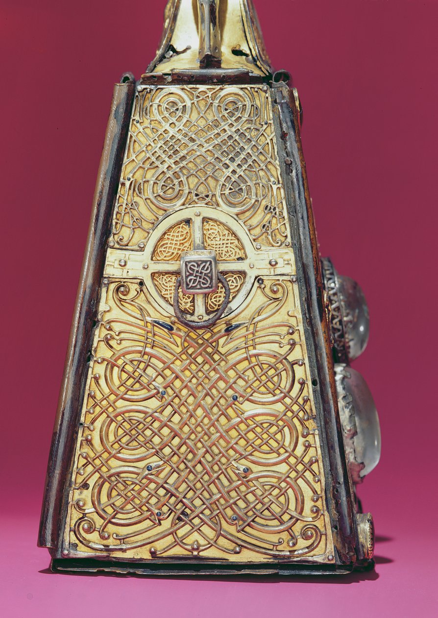 El lado plateado del relicario de la campana de San Patricio, de Armagh, Irlanda, c.1100 de Celtic