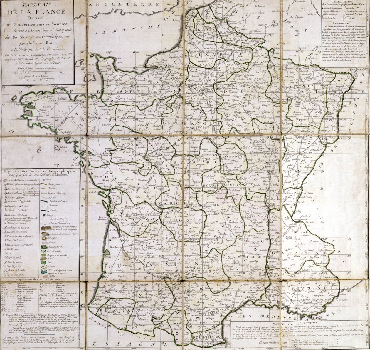 Mapa de Francia dividido en Provincias de Cesar Francois Cassini de Thury