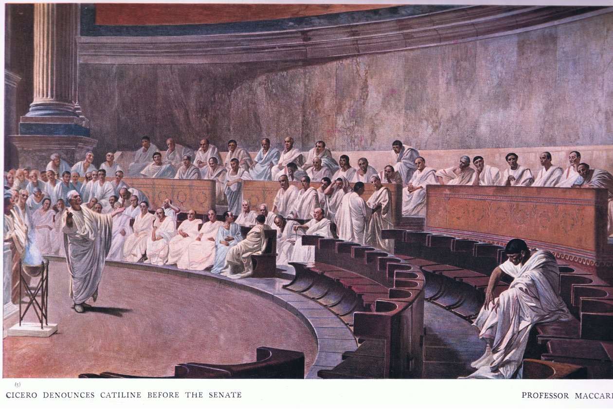 Cicerón denuncia a Catilina ante el Senado, de un fresco, de The Gresham Publishing Company Ltd, 1920 de Cesare Maccari