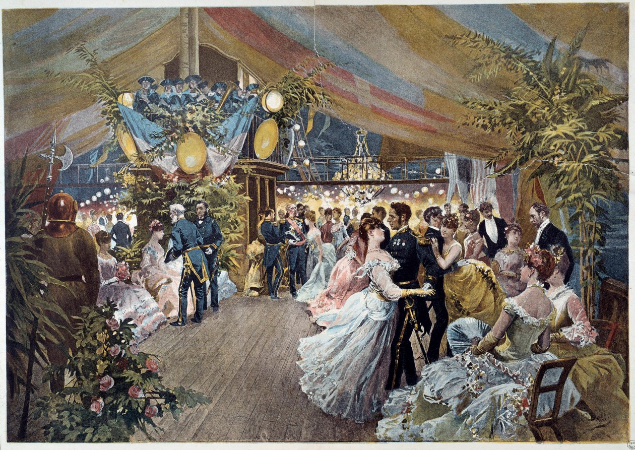 Un baile a bordo de un transatlántico. Ilustración de Cesare Detti, siglo XIX. París, Museo Carnavalet de Cesare Auguste Detti