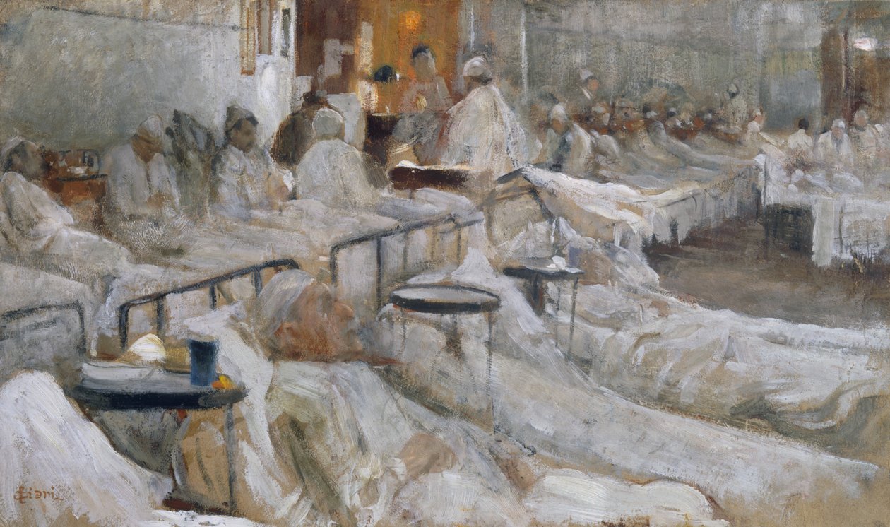 Sala de hospital, pintura de Cesare Ciani (1854-1925), Italia de Cesare Ciani