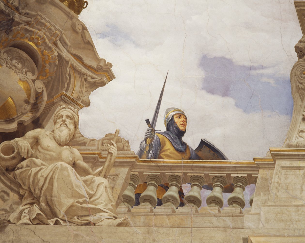 Detalle de Alegoría de Italia, fresco en el techo, Sala de la Mayoría, Palacio de Finanzas, Roma de Cesare Mariani