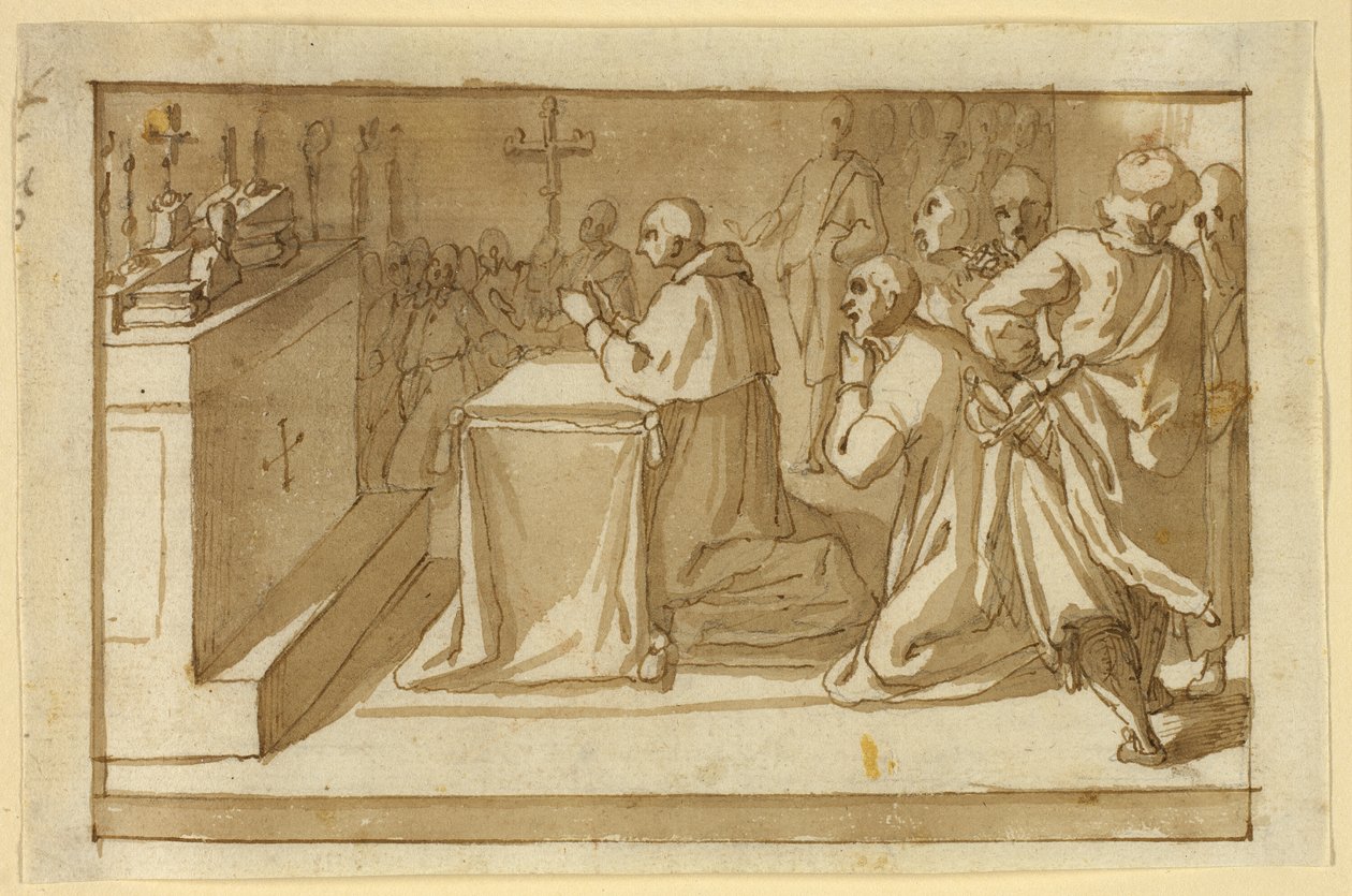 San Carlos Borromeo venerando las reliquias de Cesare Nebbia