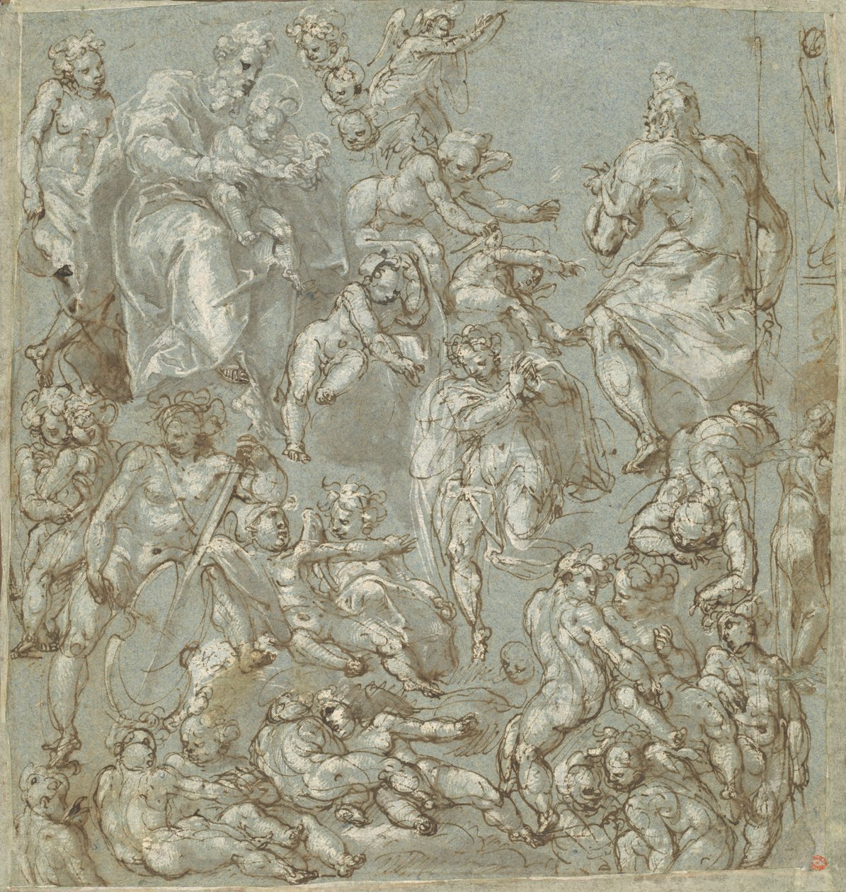 San José y el Niño Jesús con ángeles y putti de Cesare Pollini