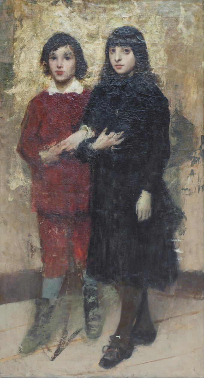 Dos primos, Cesare Tallone (óleo sobre lienzo) de Cesare Tallone
