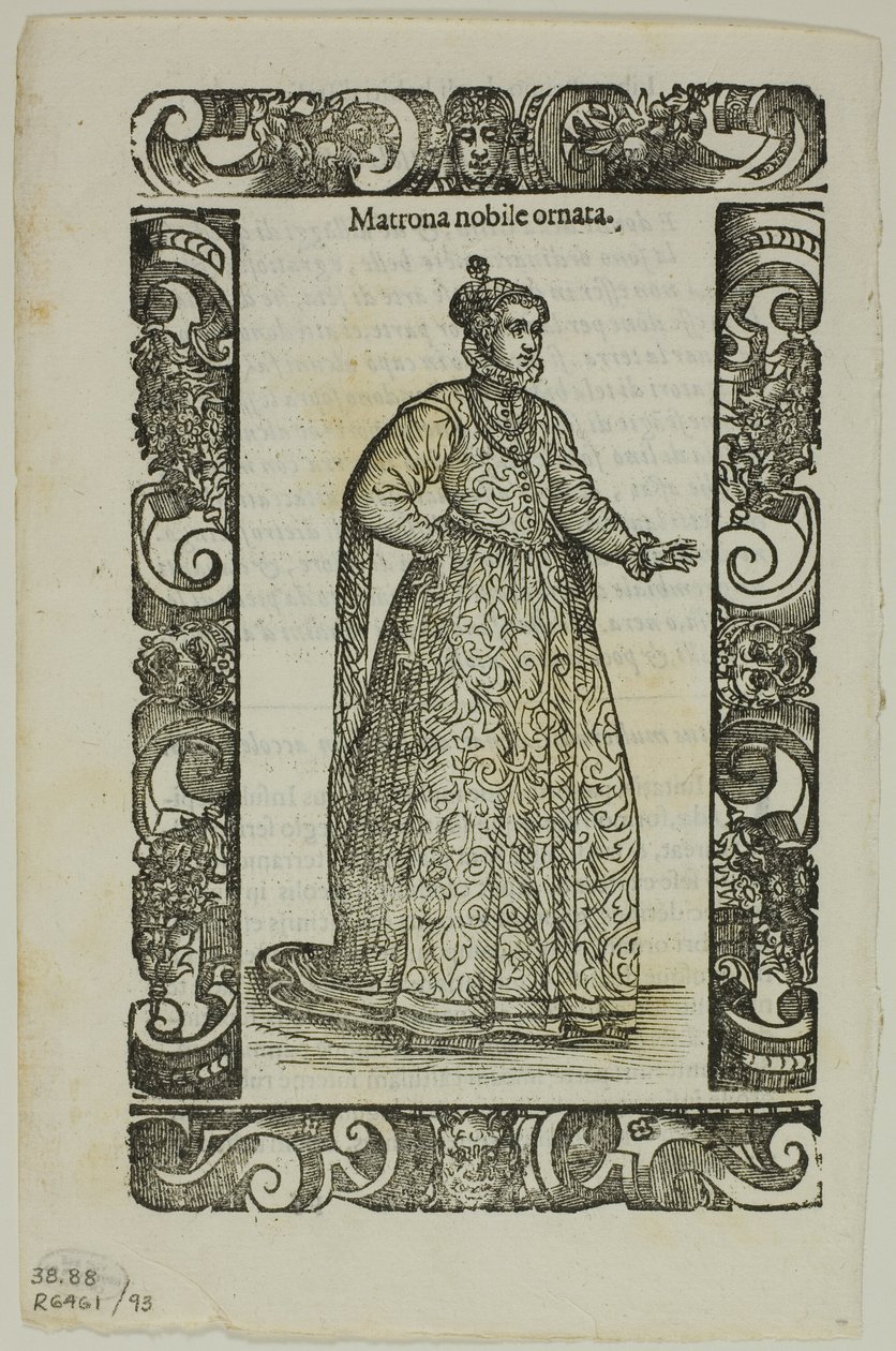 Hoja de Habiti antichi e moderni, lámina 93 de Xilografías de libros del siglo XVI de Cesare Vecellio