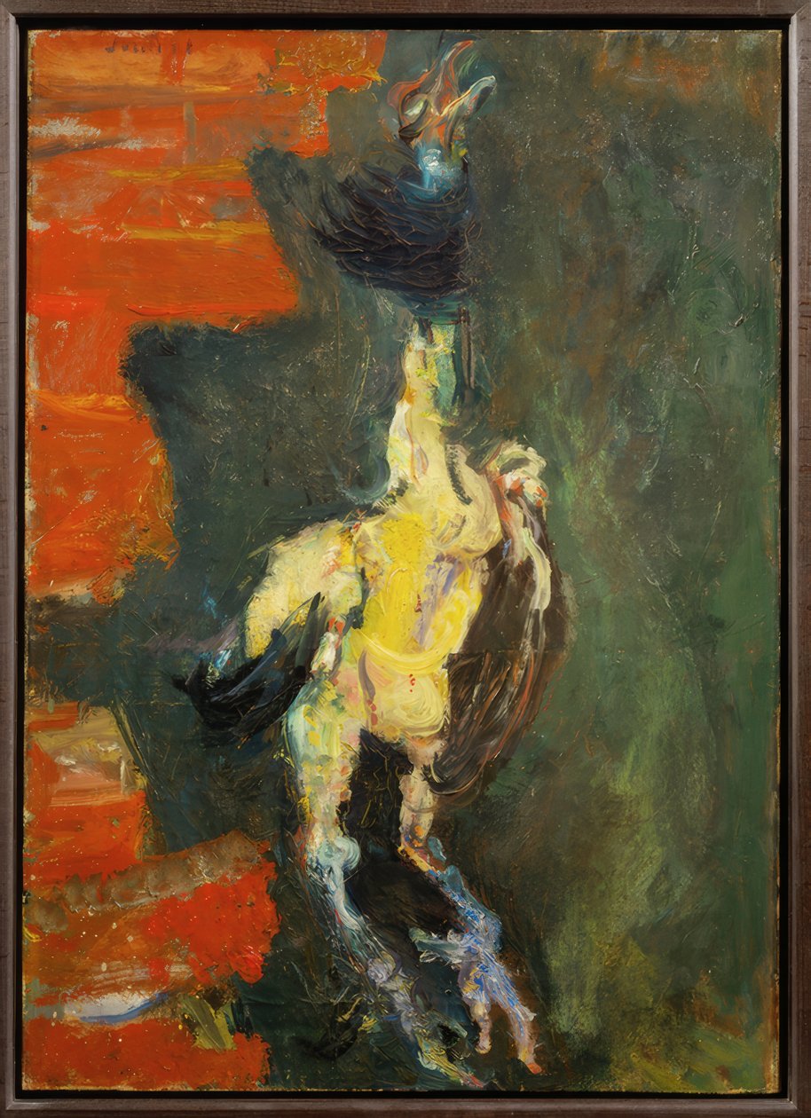 Pollo colgando frente a una pared de ladrillos de Chaim Soutine
