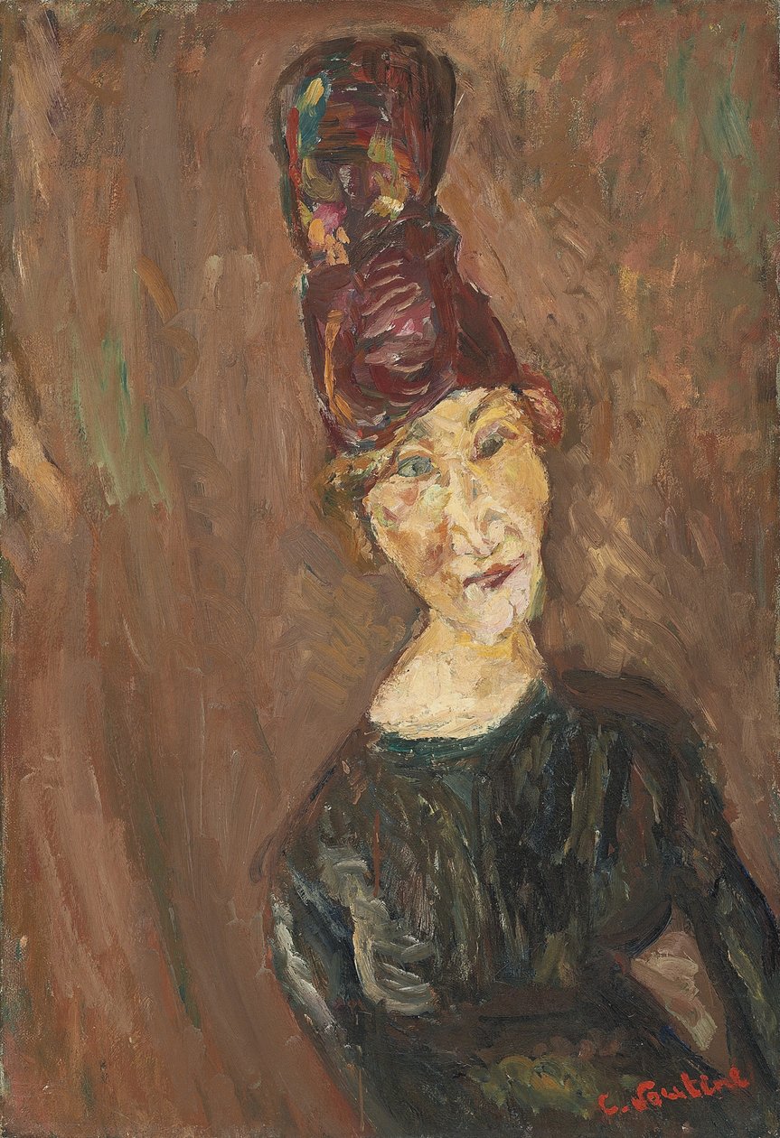 La mujer con el gran sombrero, ca 1919 de Chaim Soutine