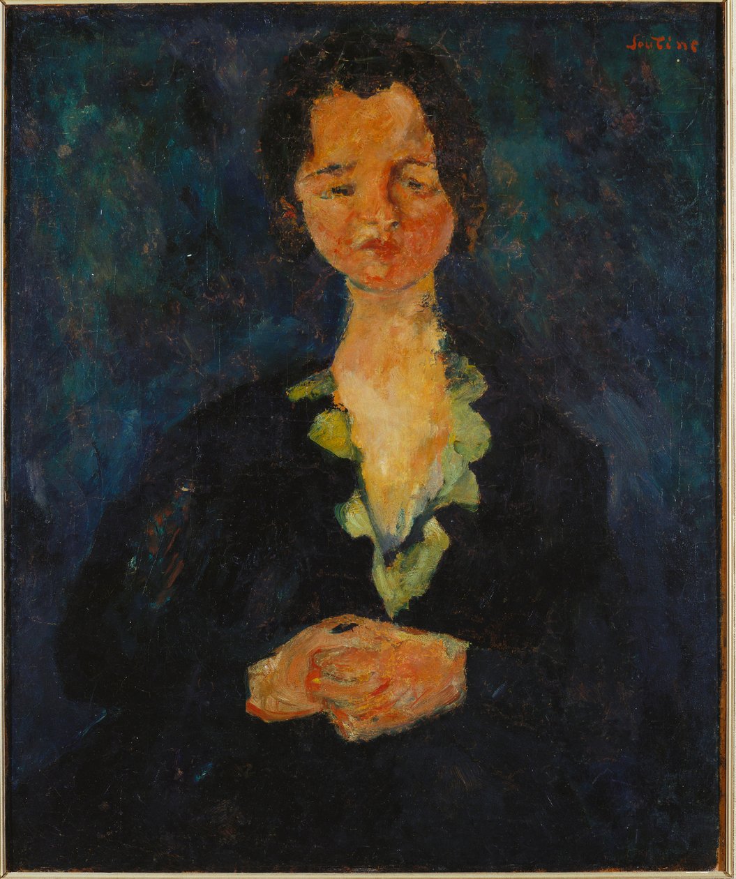 Retrato de una mujer con fondo azul, 1927 de Chaim Soutine