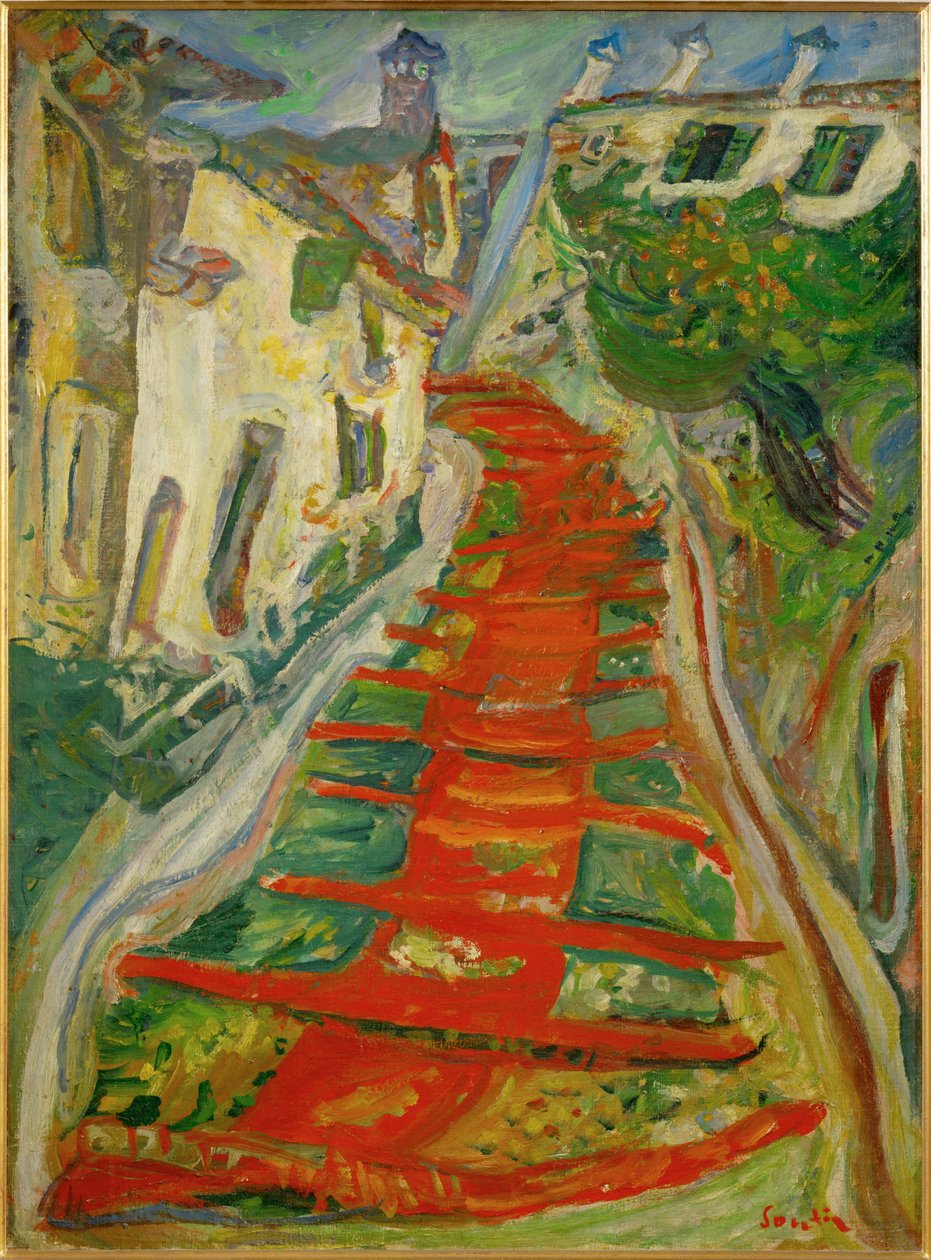 Escalera roja en Cagnes (pintura sobre lienzo) de Chaim Soutine