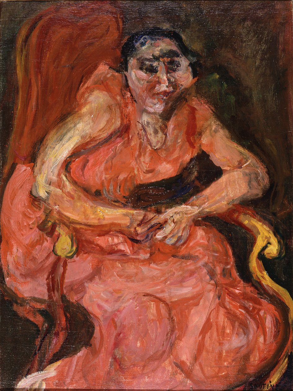 Mujer de rosa, c.1924 (óleo sobre lienzo) de Chaim Soutine