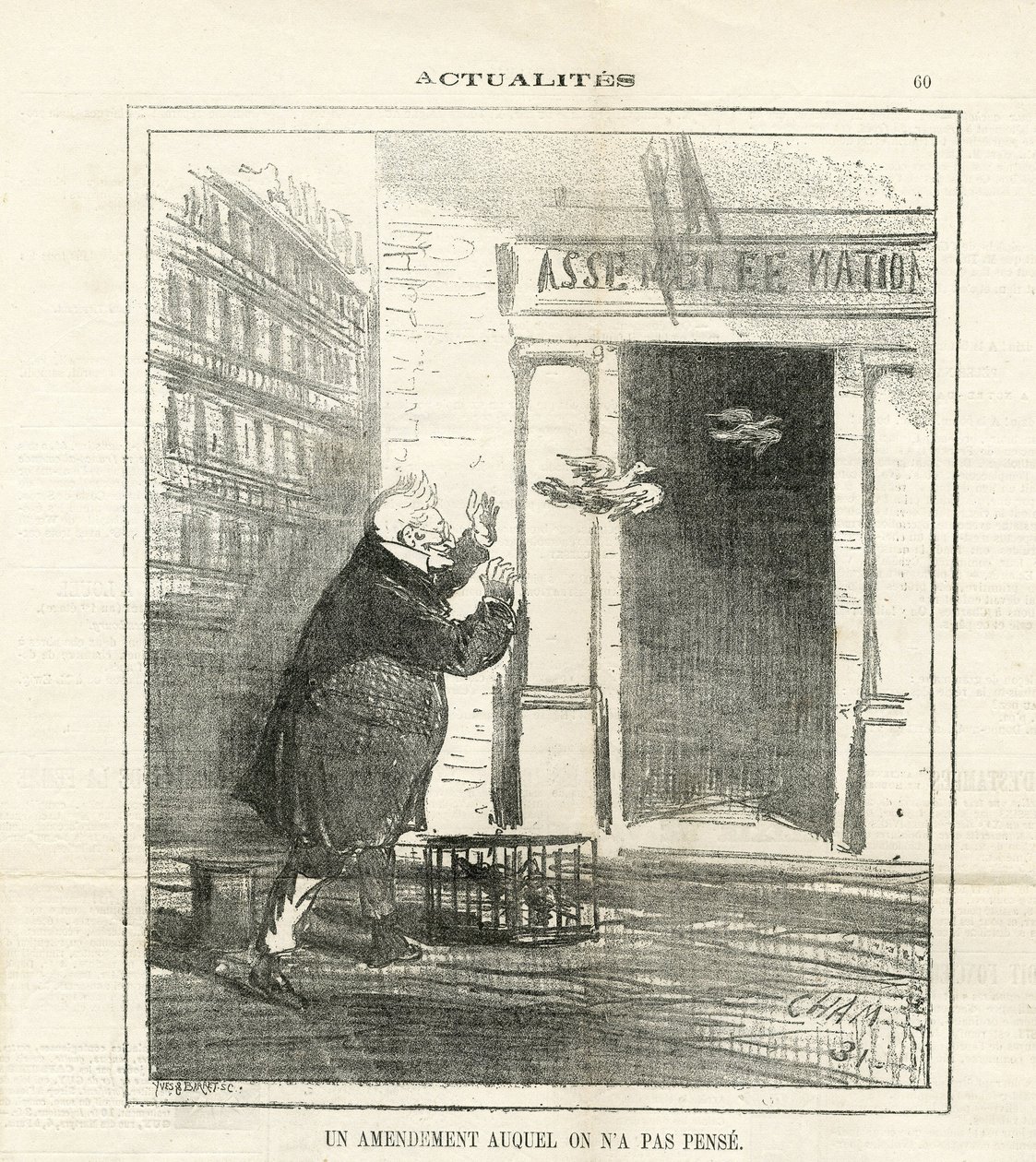 Ilustración de Cham (1819-1879) en Le Charivari de Amédée de Noé