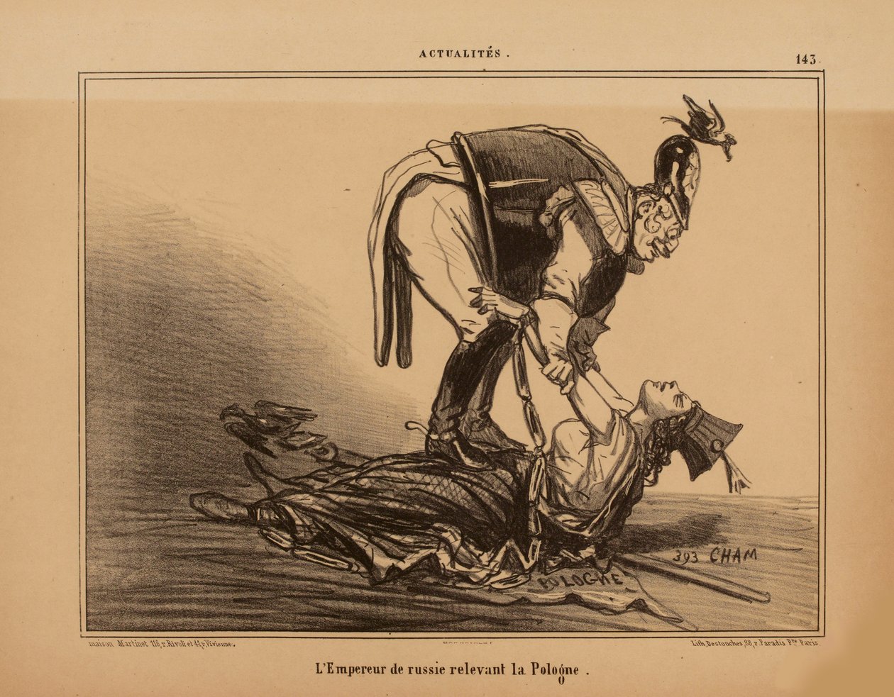 El emperador de Rusia aliviando a Polonia, 1855 de Cham