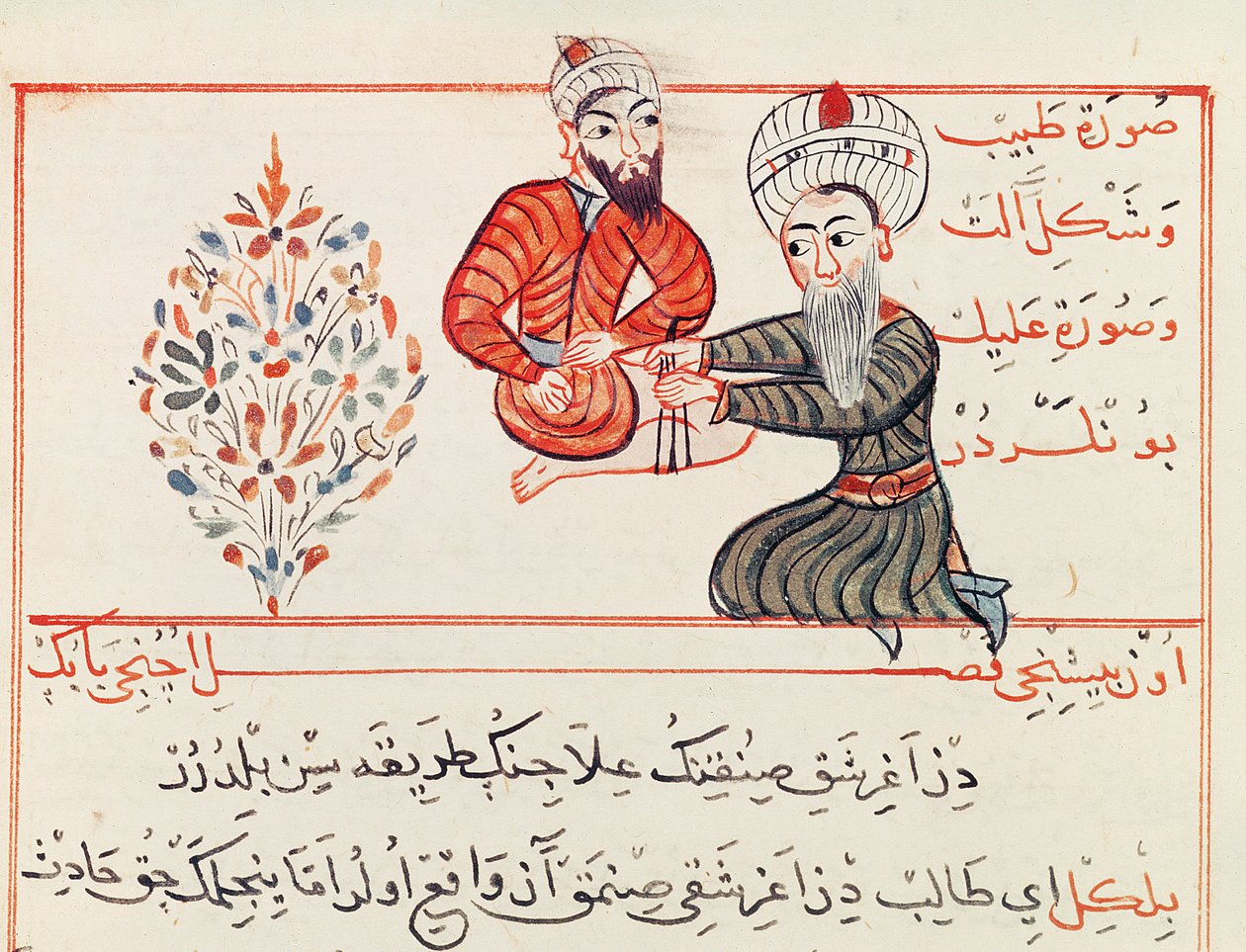 Ms Sup Turc 693 fol. 188 Reducción o colocación de un fémur fracturado, 1466 de Charaf ed Din