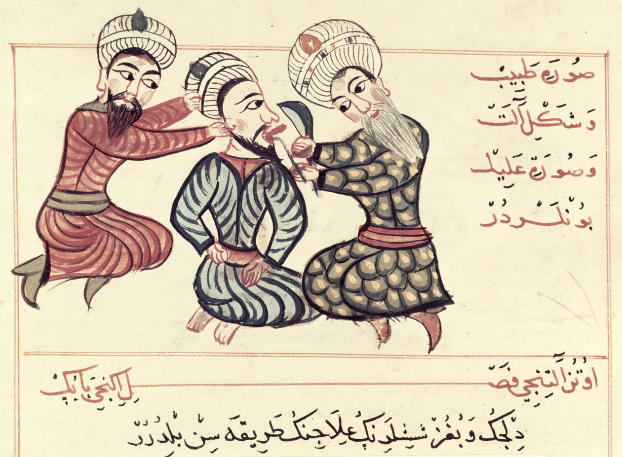 Ms Sup Turc 693 fol.76v Excisión de una ránula debajo de la lengua, 1466 de Charaf ed Din
