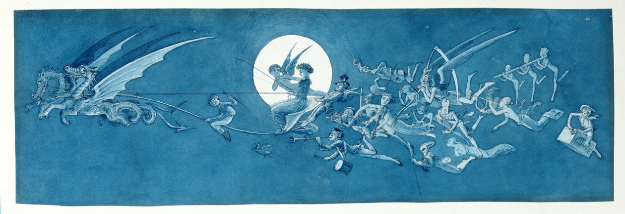 El carro del dragón y los juglares de hadas cruzan la luna de Charles Altamont Doyle