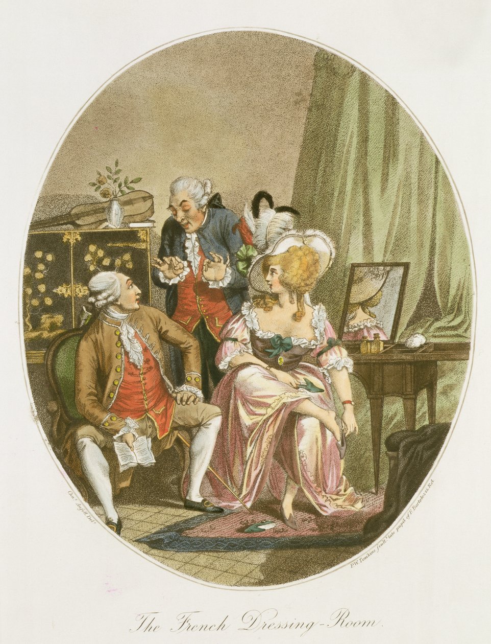 El vestidor francés, grabado por P.W. Tomkins de Charles Ansell