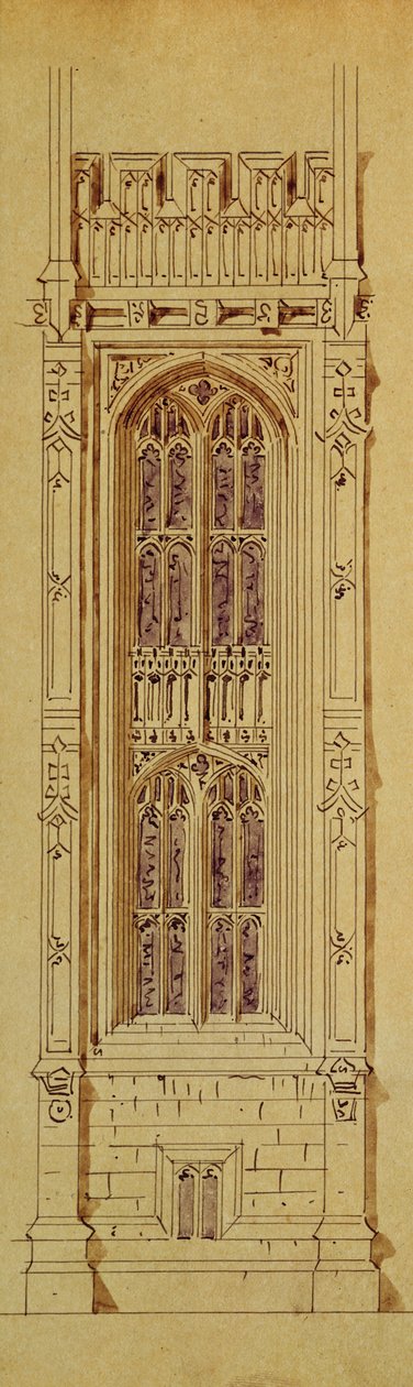 Diseño de torre, de una carpeta de dibujos del Nuevo Palacio de Westminster de Charles Barry