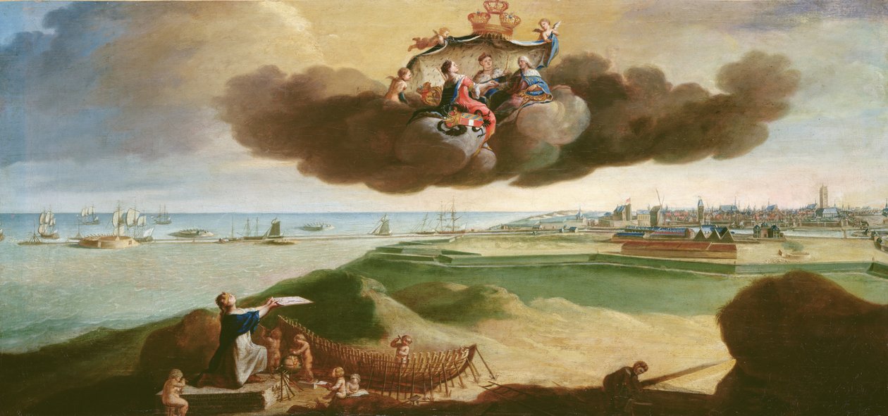 La ciudad de Dunkerque presentando el plan para su renovación a Luis XV (1710-74) 1758 de Charles Carlier