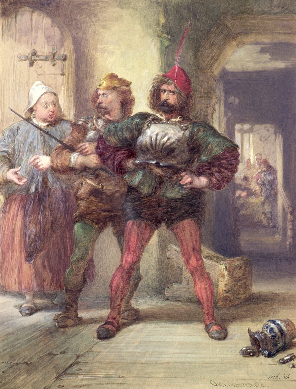 Señora Quickly, Nym y Bardolph, de las obras de Falstaff de Shakespeare de Charles Cattermole