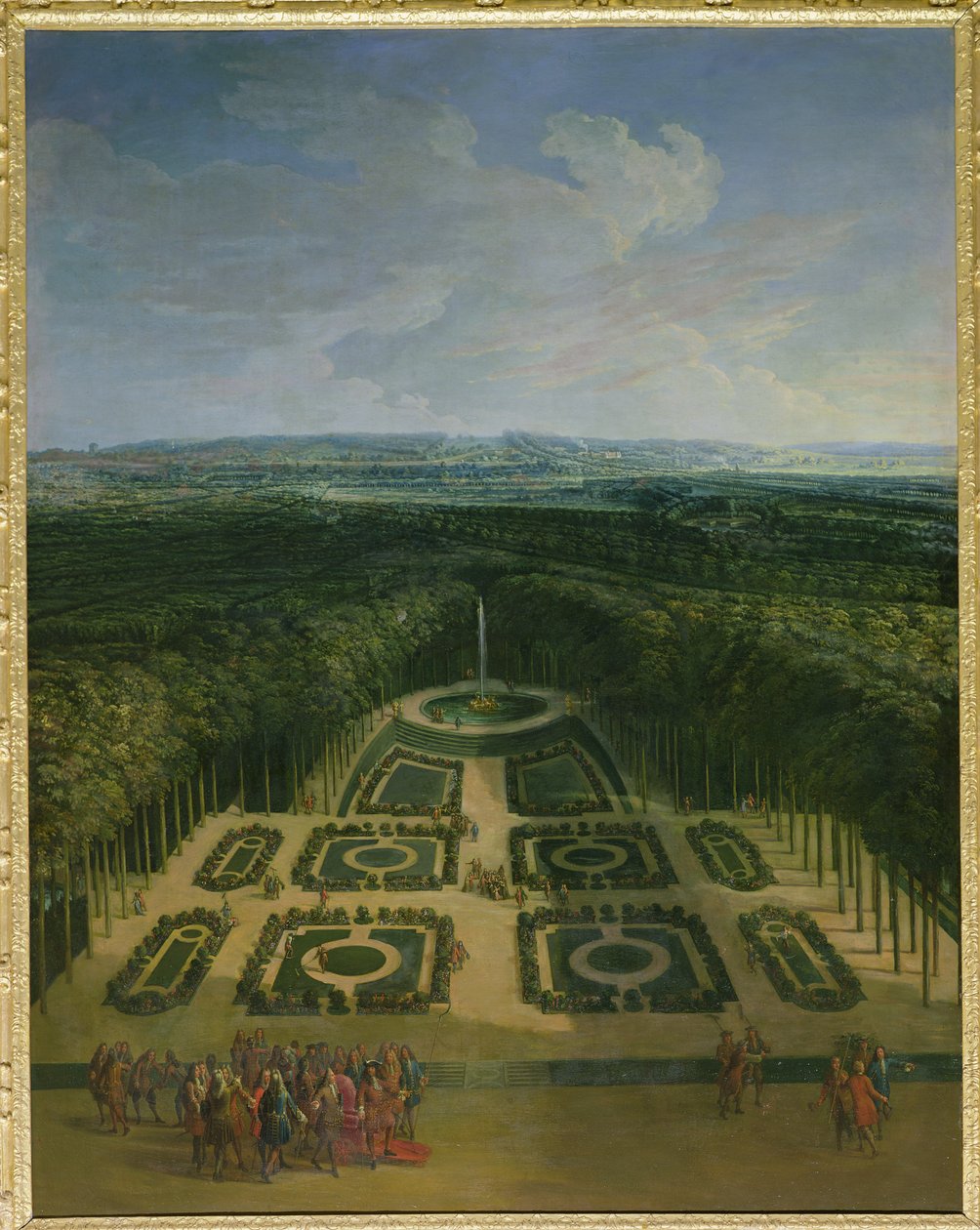 Paseo de Luis XIV (1638-1715) en los Jardines del Gran Trianón, 1713 de Charles Chastelain
