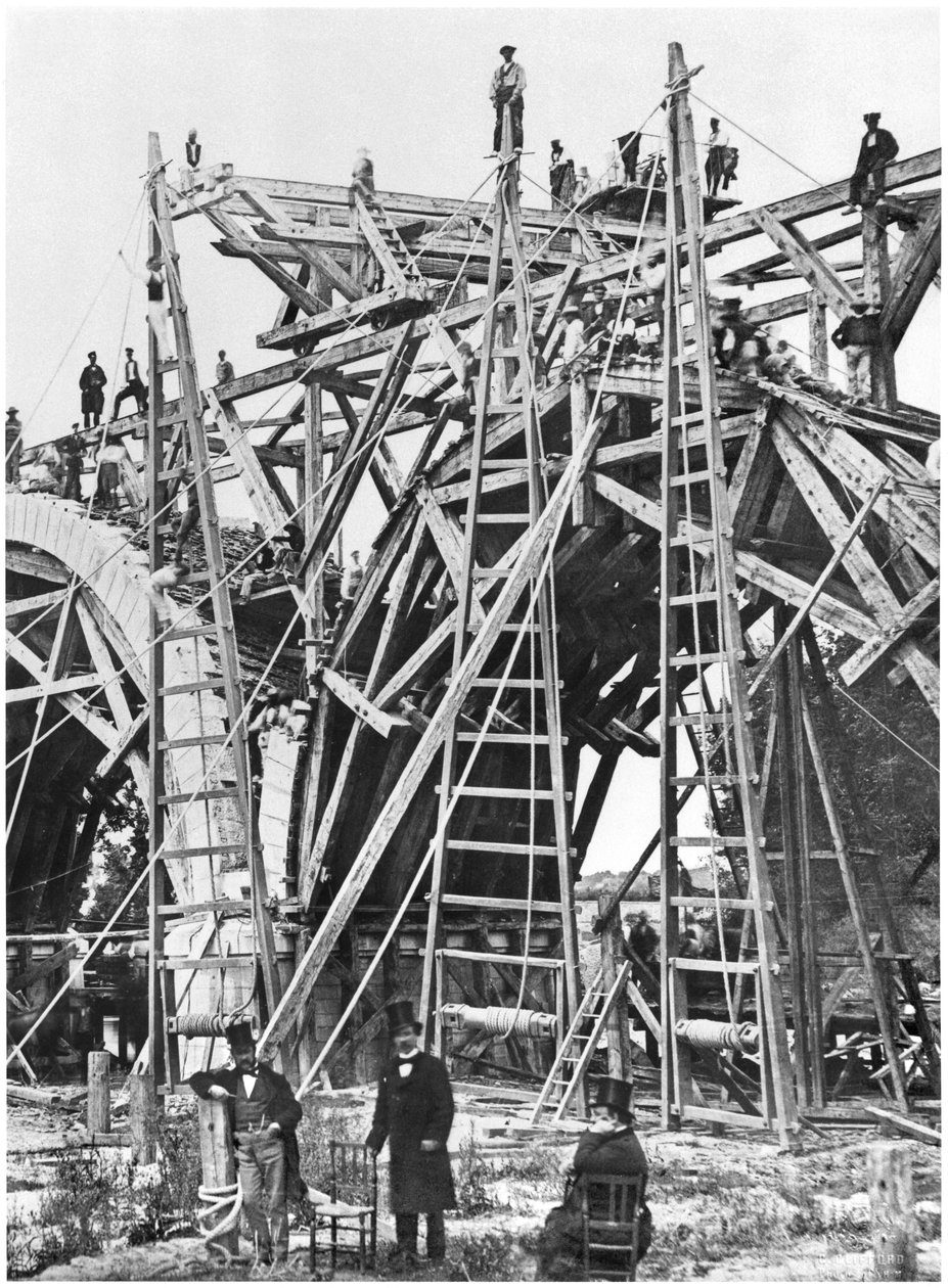 Construcción del Puente de los Franceses en Madrid, 1859 de Charles Clifford