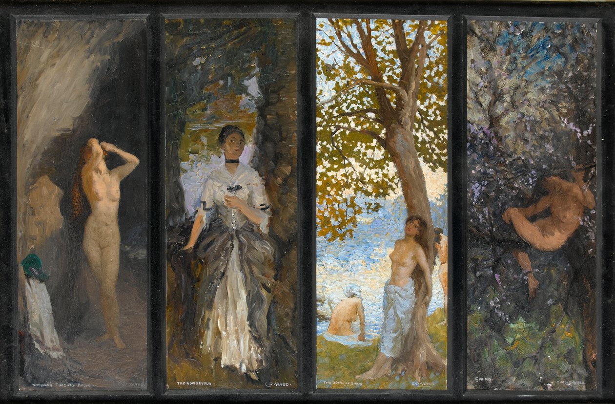 Cuatro estudios: Canto de los pájaros, Primavera, Encuentro, Sala de descanso de la naturaleza de Charles Daniel Ward