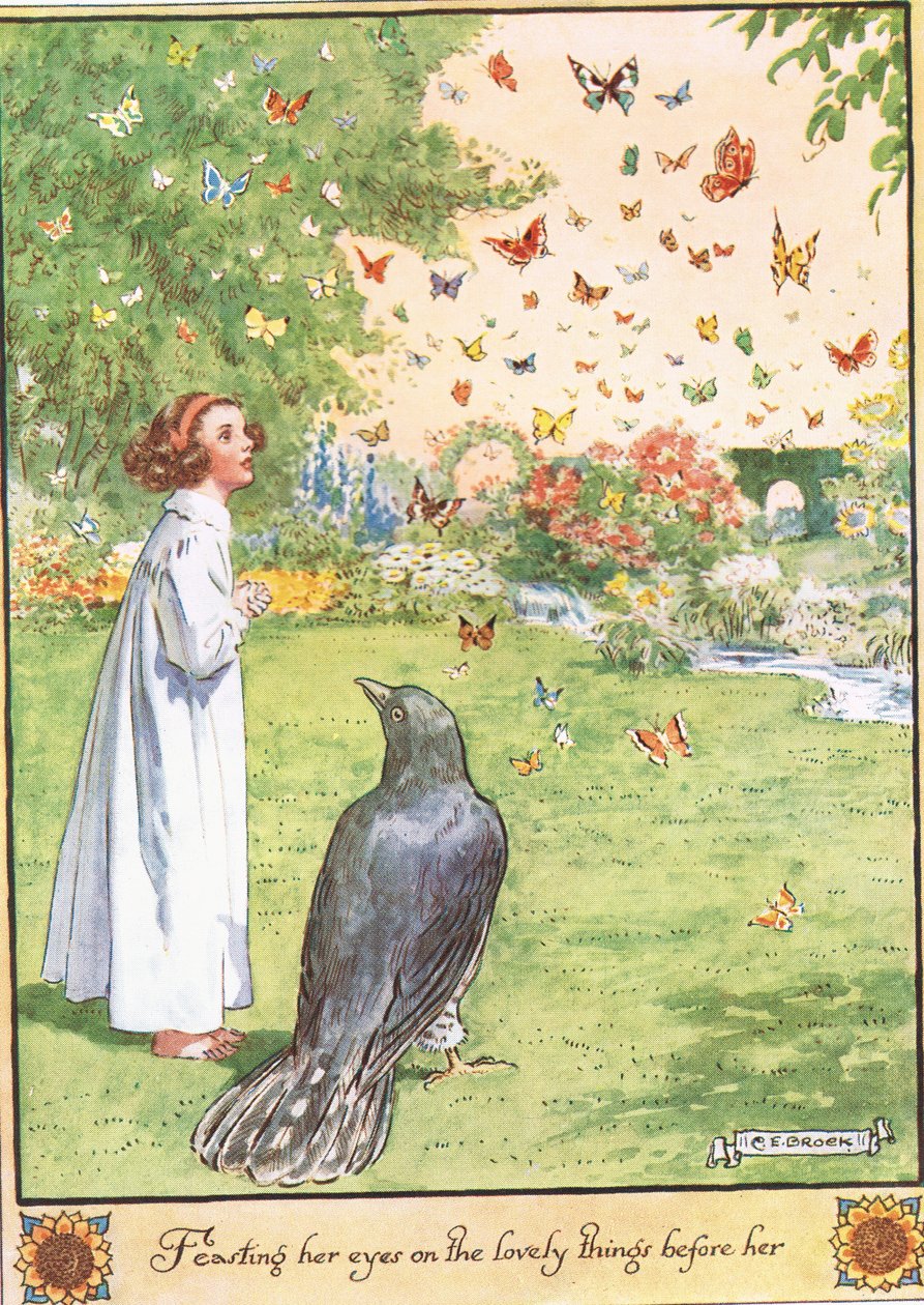 Deleitándose con las cosas hermosas ante ella, ilustración de 