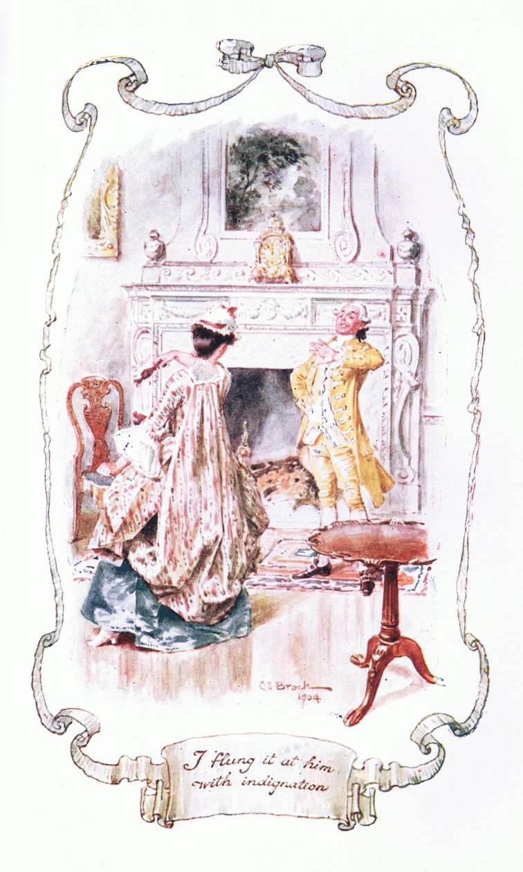 Le arrojé con indignación, de The Vicar of Wakefield publicado por J M Dent & Son Ltd, 1920s de Charles Edmund Brock