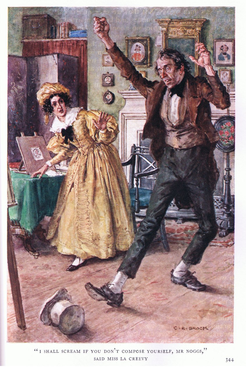 Gritaré si no te calmas, Sr. Noggs, dijo la Srta. La Creevy de Charles Edmund Brock