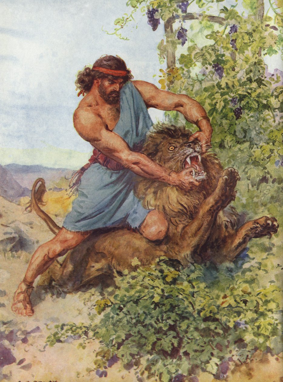 Sansón agarró al león y lo desgarró de Charles Edmund Brock