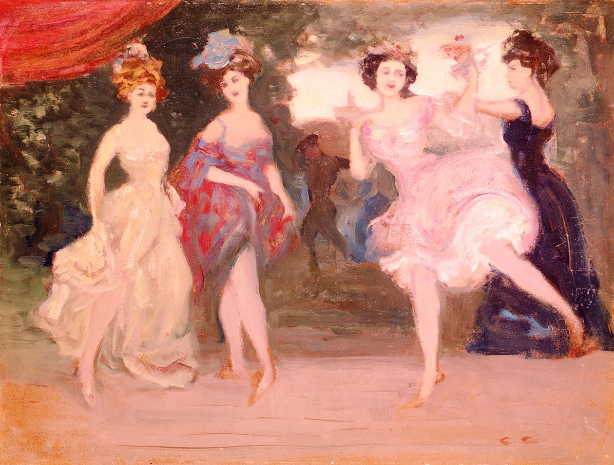 Cuatro chicas bailando en el escenario de Charles Edward Conder