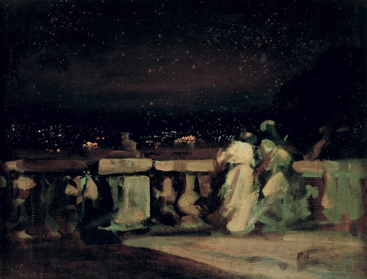 Viendo los Fuegos Artificiales, St. Cloud (en la Terraza) c.1893 de Charles Edward Conder