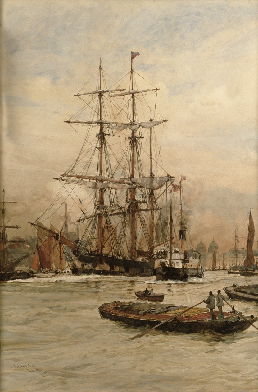 En el Támesis debajo de Greenwich, c.1905 de Charles Edward Dixon