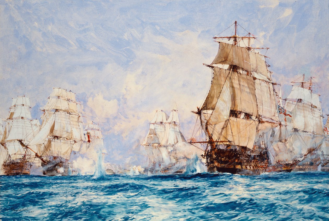El bloqueo de Tolón, la acción frente a Bandol en 1810, 1918 de Charles Edward Dixon