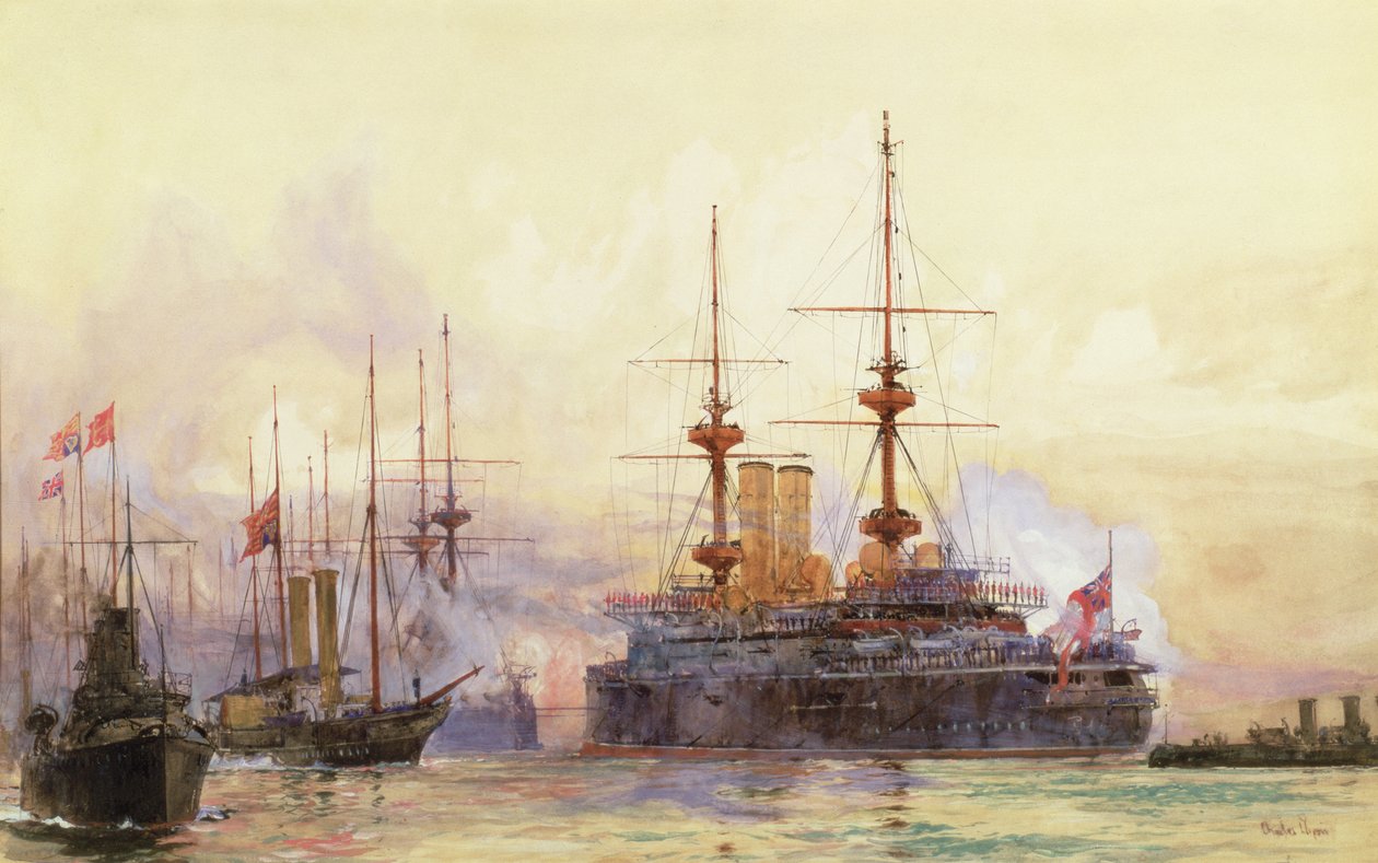 El Príncipe George en Spithead. El Réquiem Naval de la Reina Victoria de Charles Edward Dixon