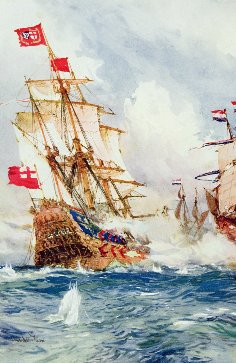 Cuando Blake barrió los mares: Una batalla entre el almirante Blake y Van Tromp, ilustración de 