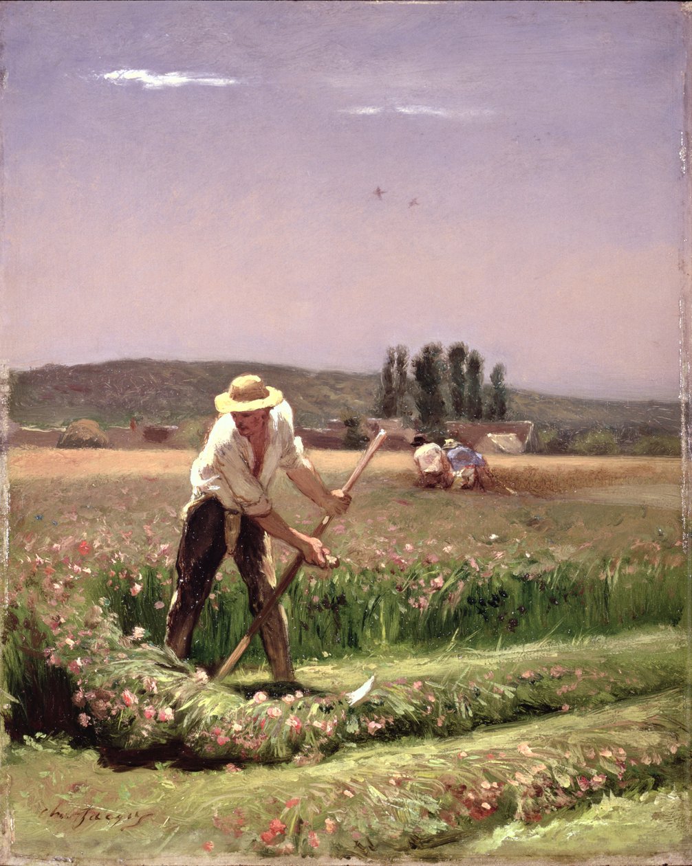 Un campesino, segando de Charles Emile Jacque