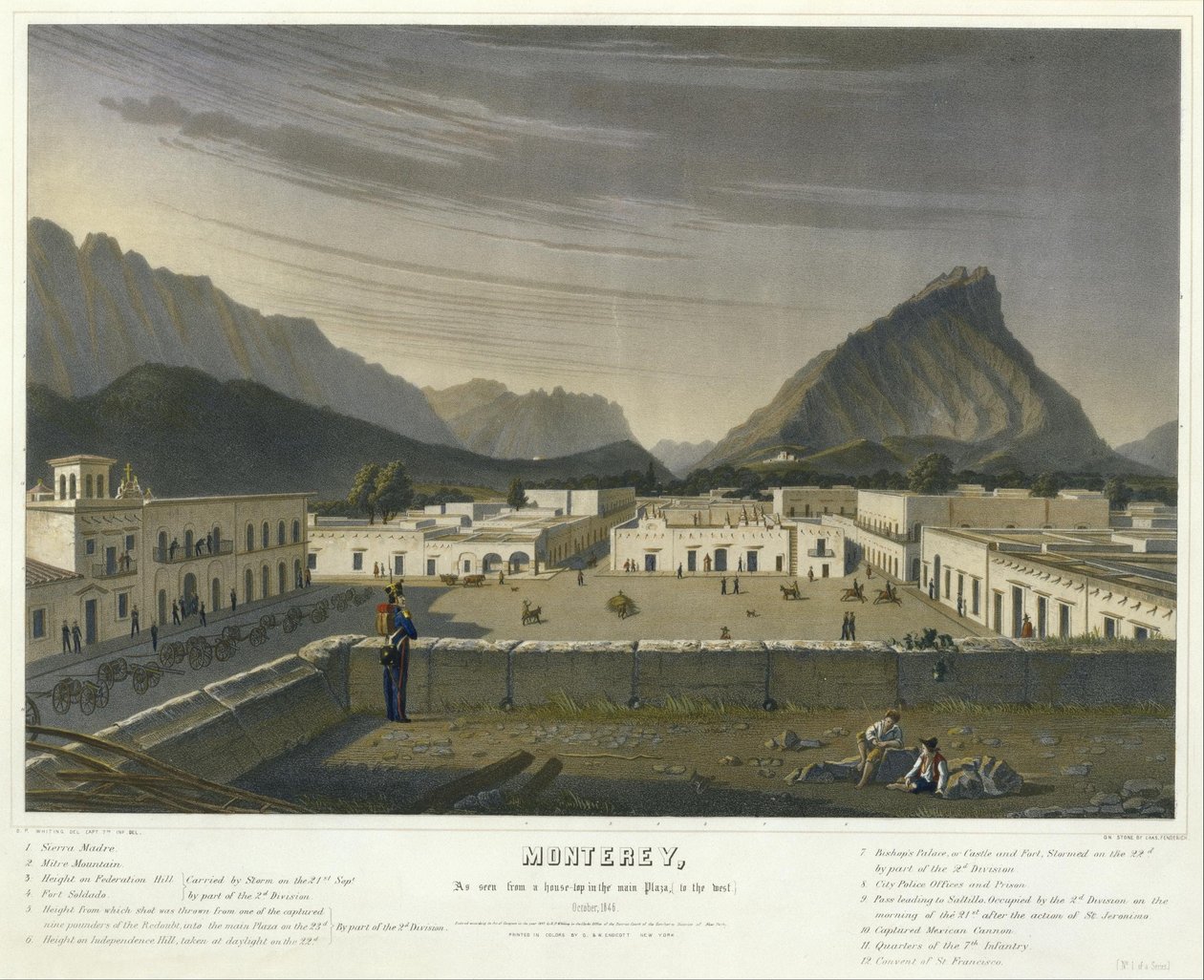 Monterey, visto desde una azotea en la Plaza Principal, (hacia el Oeste) Octubre, 1846... (No. 1 de una Ser...) de Charles Fendrich