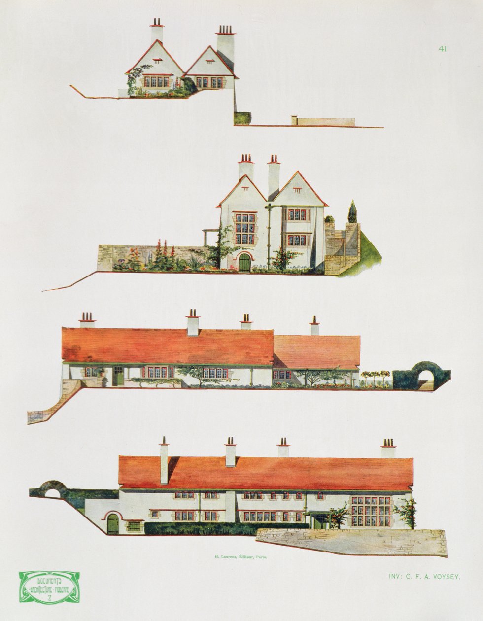 Diseño para una pequeña casa de campo, principios de 1900 de Charles Francis Annesley Voysey