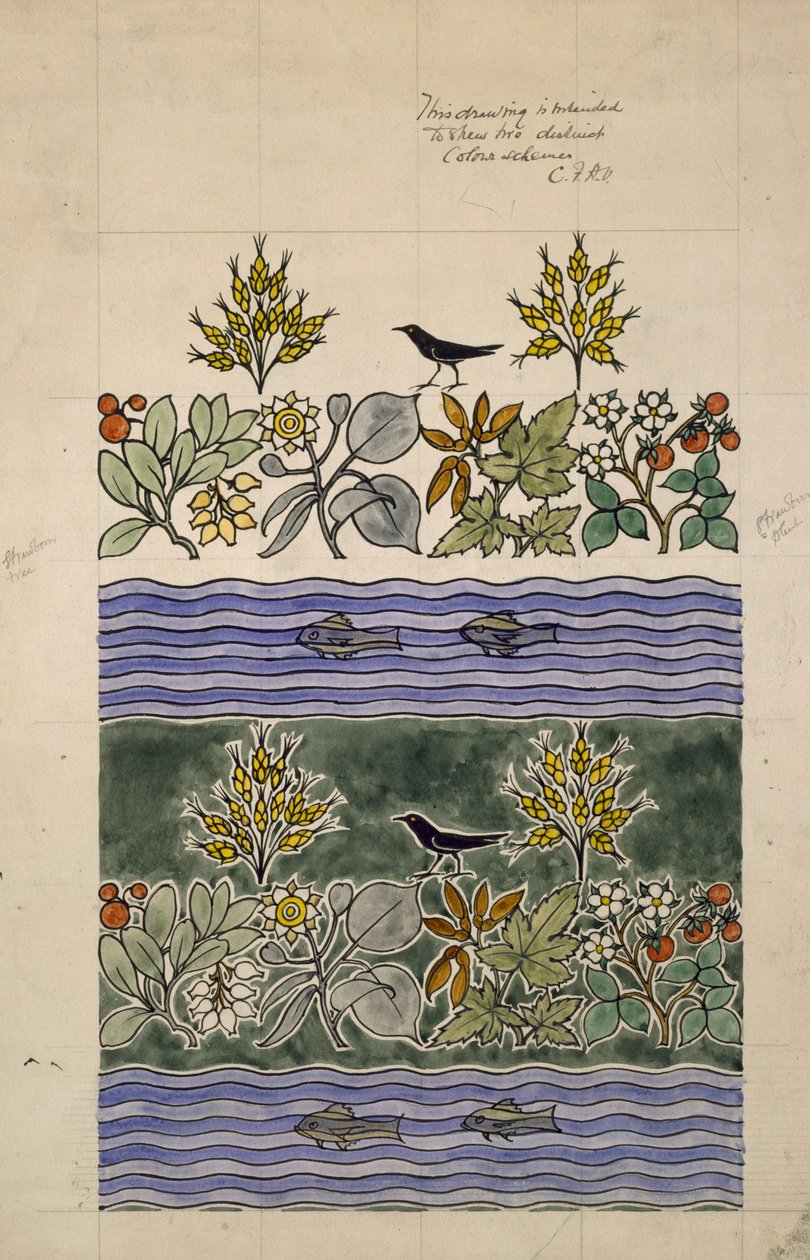 Diseño destinado a mostrar dos esquemas de color distintos de Charles Francis Annesley Voysey