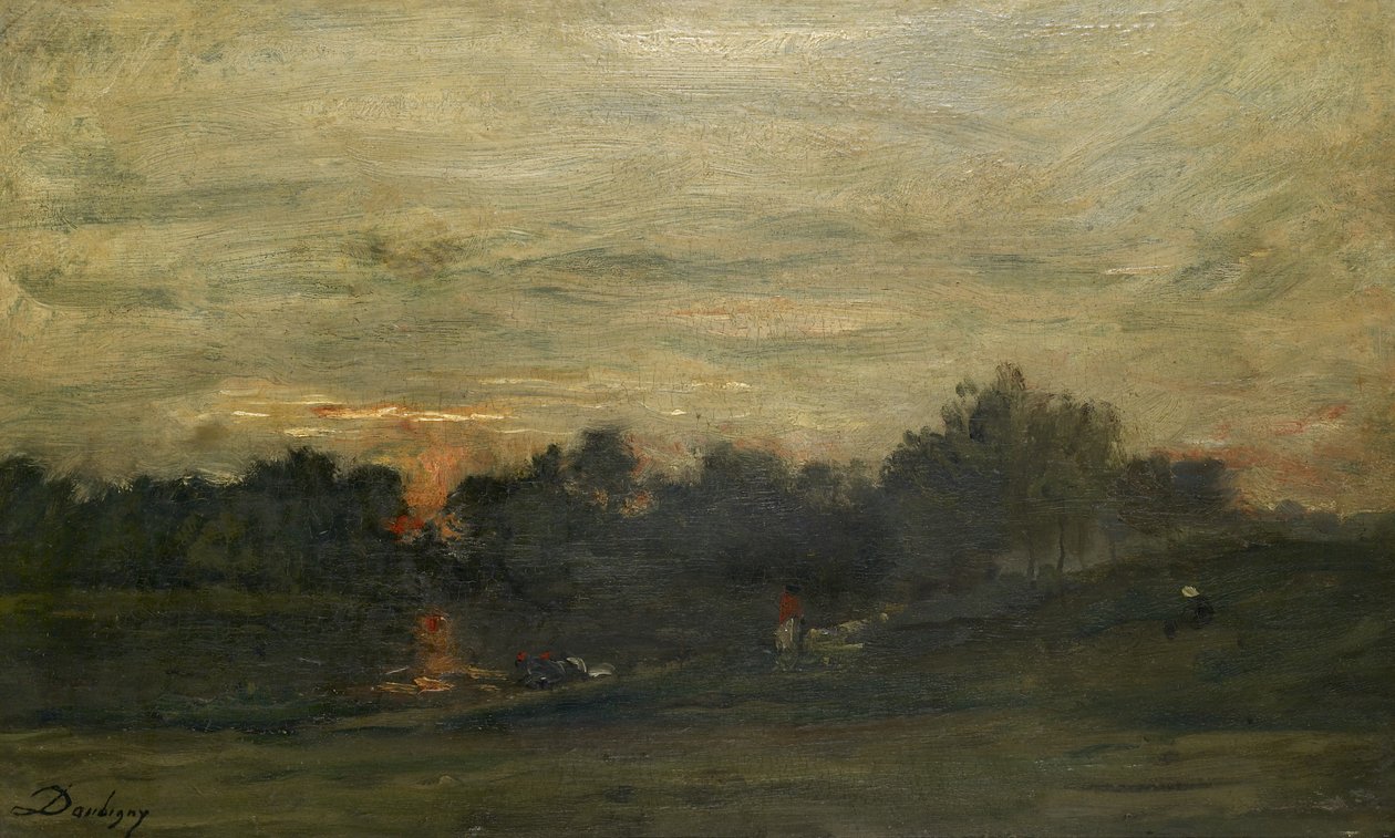 Paisaje: Atardecer de Charles Francois Daubigny