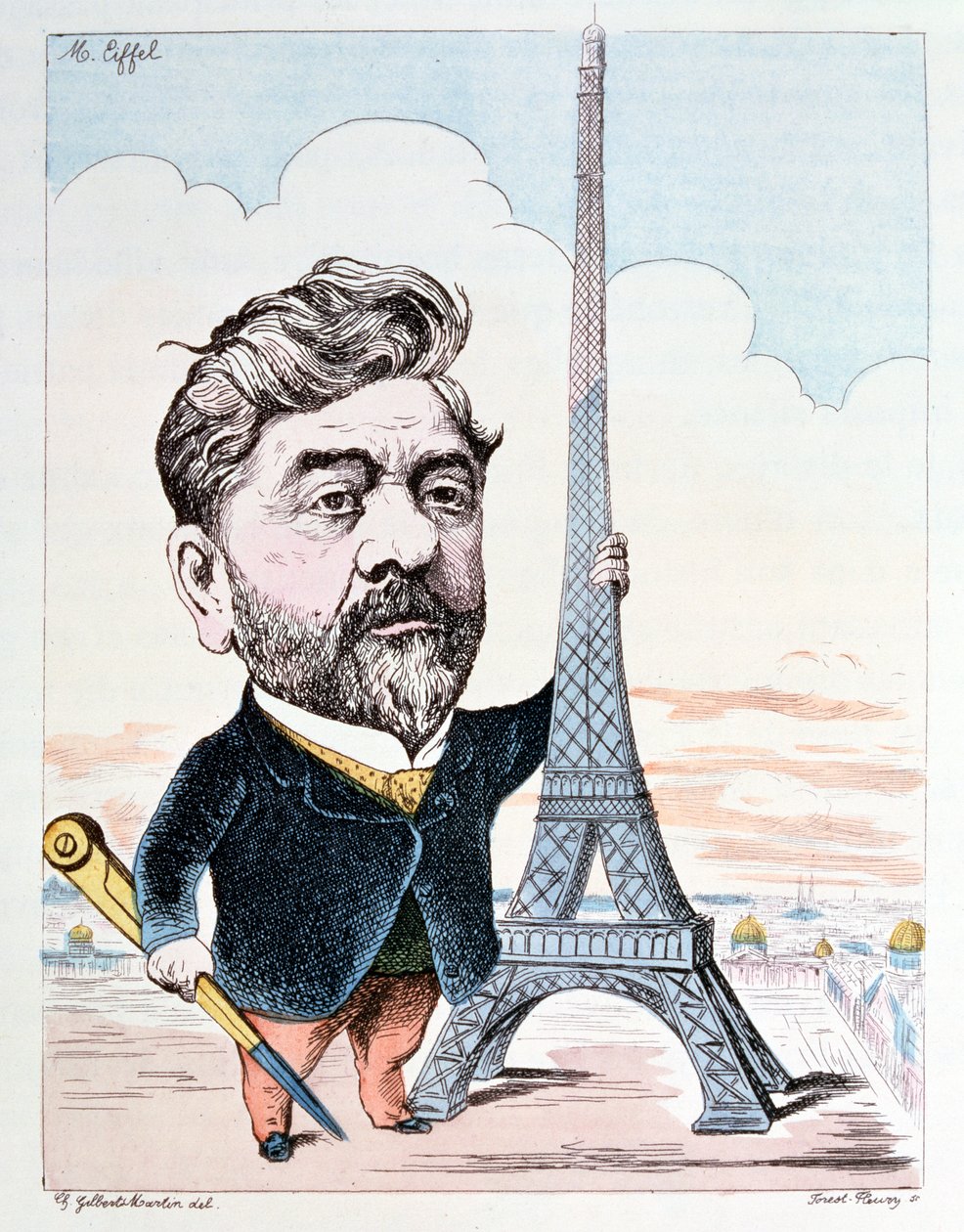Gustave Eiffel (1832-1923) con su construcción más conocida, la Torre ...