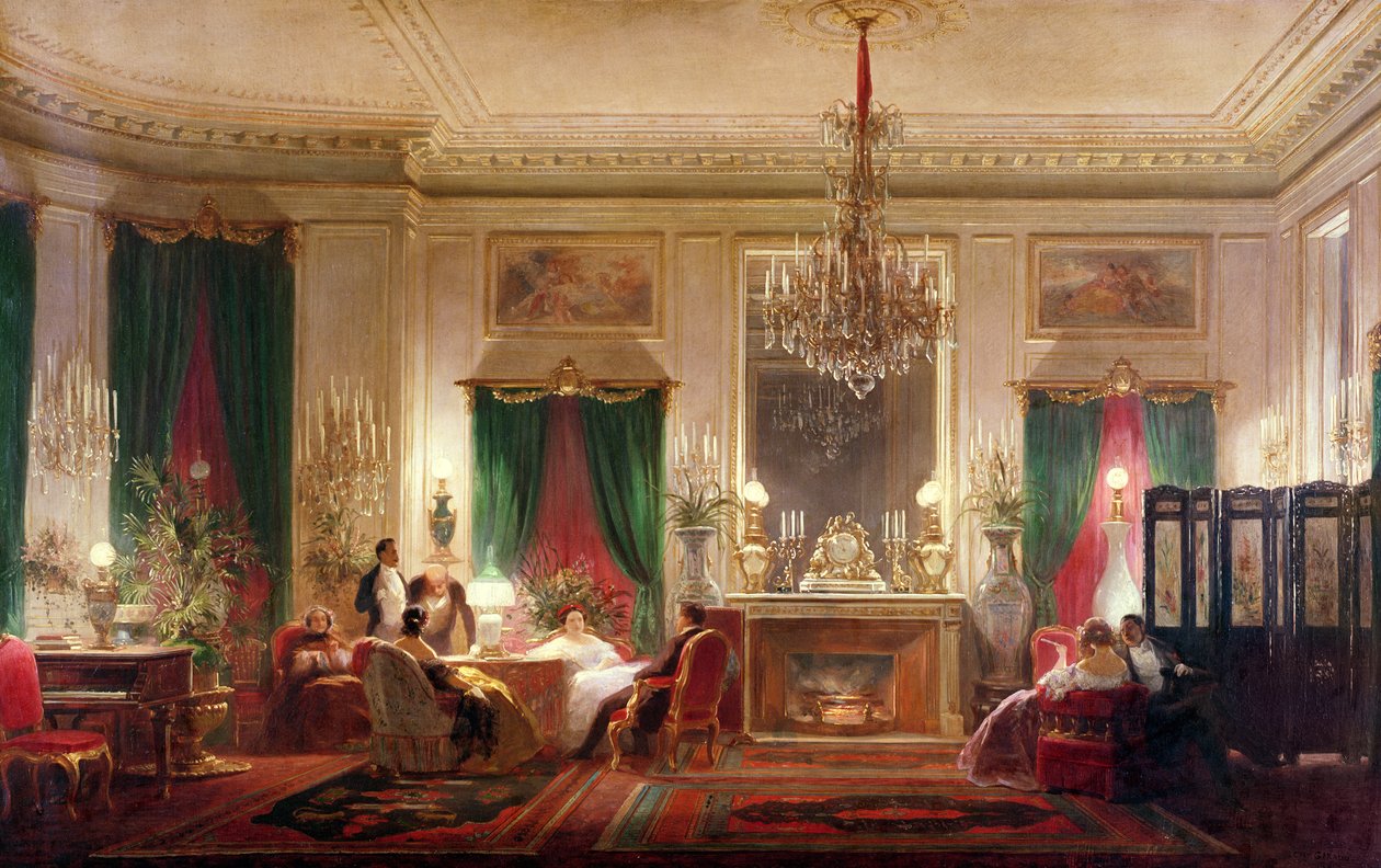 Salón de la Princesa Mathilde Bonaparte (1820-1904) Rue de Courcelles, París, 1859 de Charles Giraud